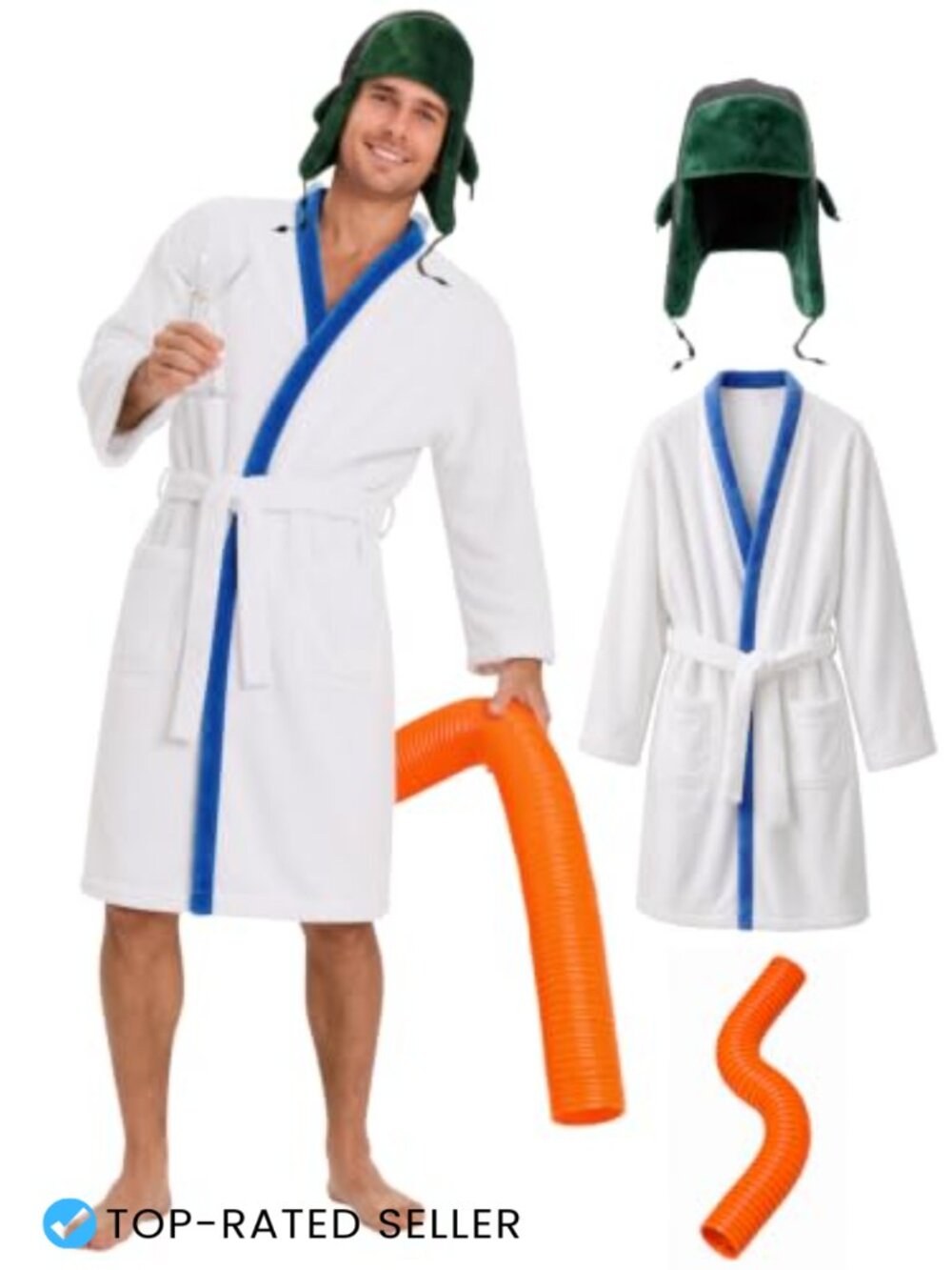Adult Holiday Costume 3-Piece Set Robe Hat Hose Prop One Size